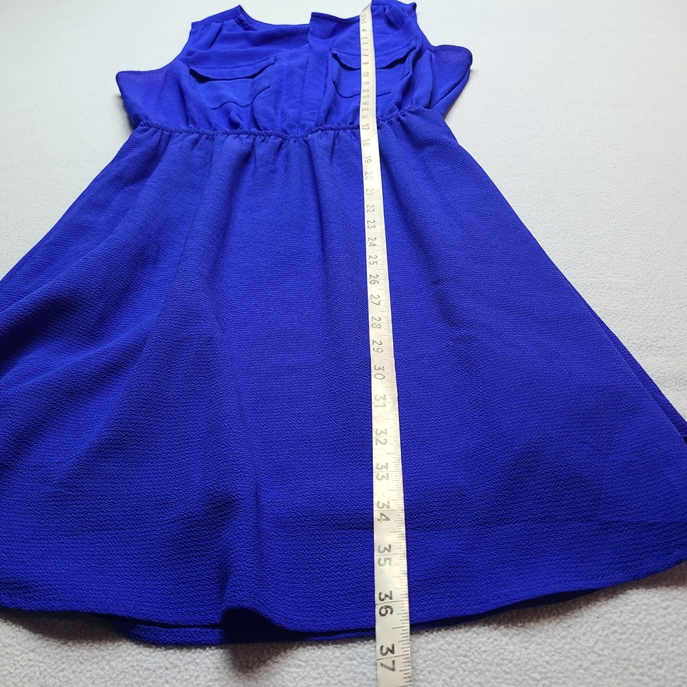 Monteau Fit and Flare Dress Womens Large Blue Excellent Sleeveless Crepe Pockets - Picture 3 of 10